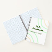 緑のオレンジ色のストライプ文字の追加メッセージシンプル ノートブック (内部)