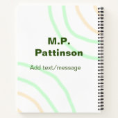 緑のオレンジ色のストライプ文字の追加メッセージシンプル ノートブック (裏面)