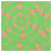 緑のオレンジ色のゼブラ動物円幾何学模様 ファブリック (クローズアップ)