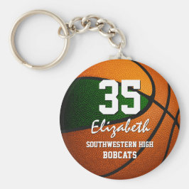 緑のオレンジ色のチームの女の子の男の子バスケットボール キーホルダー