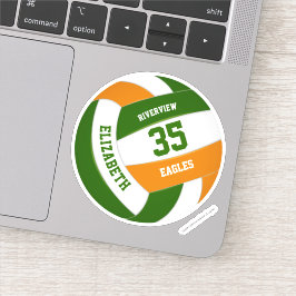 緑のオレンジ色のチームの色の女の子の男の子バレーボール シール