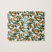 緑のオレンジ色のチームの色の女の子の男の子バレーボール ジグソーパズル (横)