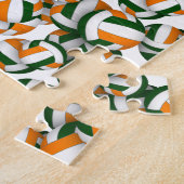 緑のオレンジ色のチームの色の女の子の男の子バレーボール ジグソーパズル (側面)