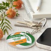 緑のオレンジ色のチームの色カスタム男の子バレーボール キーホルダー (正面右)