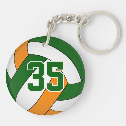 緑のオレンジ色のチームの色カスタム男の子バレーボール キーホルダー (裏面)