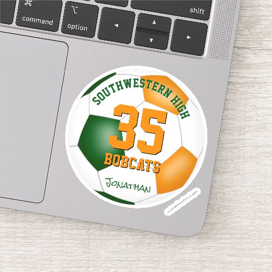 緑のオレンジ色のチームカラーズボーイズサッカー シール (詳細)