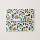 緑のオレンジ色のチームカラーズボーイズサッカー ジグソーパズル (横)