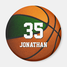緑のオレンジ色のチームカラーズ男の子バスケットボール マグネット