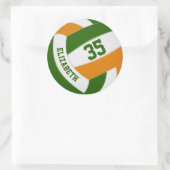 緑のオレンジ色のチームカラー男の子の女の子バレーボール ラウンドシール (バッグ)