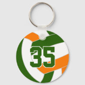 緑のオレンジ色のバレーボールのチームカラー キーホルダー (正面)
