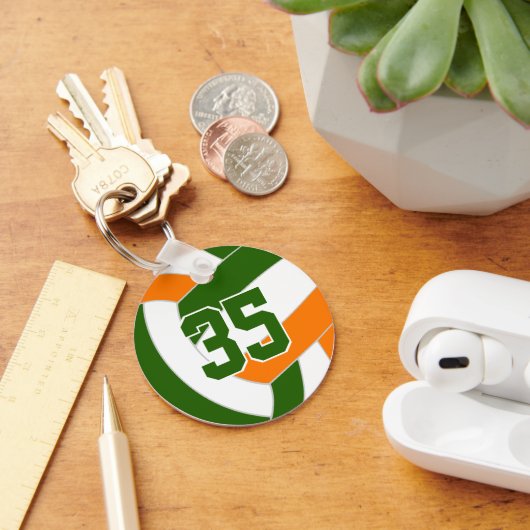 緑のオレンジ色のバレーボールのチームカラー キーホルダー (デスク)