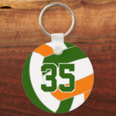 緑のオレンジ色のバレーボールのチームカラー キーホルダー (正面)