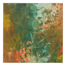 緑のオレンジ色のバーストキャンバスの壁のアー絵を描トハンド