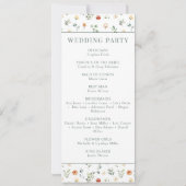 緑のオレンジ色のフローラ素朴なウェディングプログラムカード (裏面)