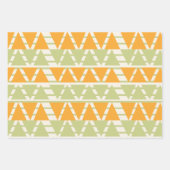 緑のオレンジ色の三角形のストライプパターン ラッピングペーパーシート (正面)