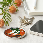 緑のオレンジ色の男の子スポーツチーム名バスケットボール キーホルダー (側面)