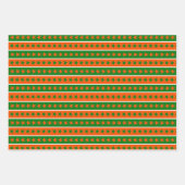 緑のオレンジ色の白いアイルランドのシャムロックスター ラッピングペーパーシート (正面3)