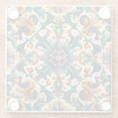 緑のオレンジ色の紫のポルトガルのアズレヨスのタイル芸術 ガラスコースター (裏面)