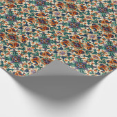 緑のオレンジ色の紫のポルトガルのアズレヨスのタイル芸術 ラッピングペーパー (角)