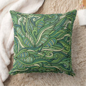 緑のオーガニック抽象芸術自然パターン クッション (ブランケット)