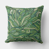 緑のオーガニック抽象芸術自然パターン クッション (正面)