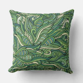 緑のオーガニック抽象芸術自然パターン クッション