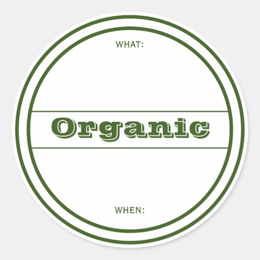 緑のオーガニック日付ホーム缶詰ステッカーラベル ラウンドシール (正面)