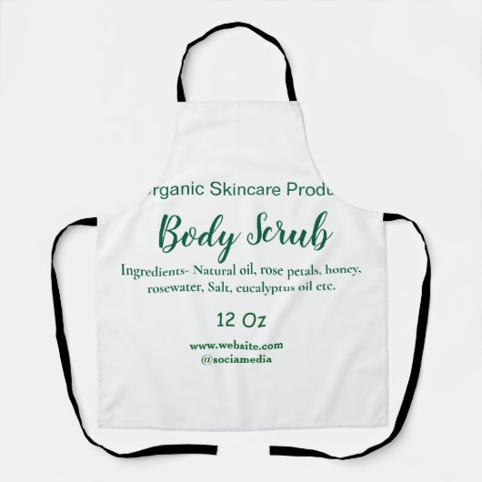 緑のオーガニック自然体スクラブバターに名前を追加 エプロン (正面)