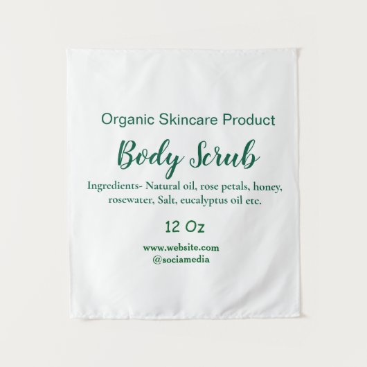 緑のオーガニック自然体スクラブバターに名前を追加 タペストリー (正面)