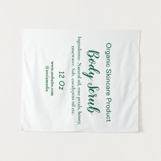 緑のオーガニック自然体スクラブバターに名前を追加 タペストリー (正面(横))