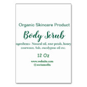 緑のオーガニック自然体スクラブバターに名前を追加 テーブルナンバー (裏面)