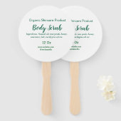 緑のオーガニック自然体スクラブバターに名前を追加 ハンドファン (正面&裏面)