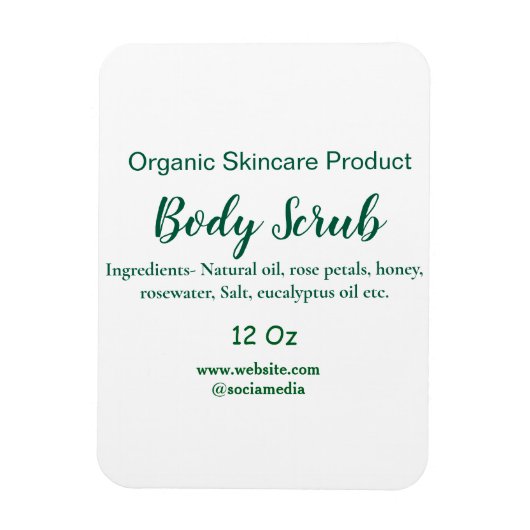 緑のオーガニック自然体スクラブバターに名前を追加 マグネット (縦)