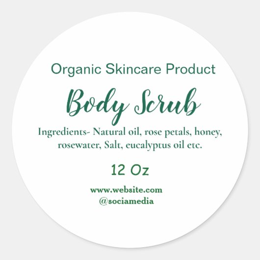 緑のオーガニック自然体スクラブバターに名前を追加 ラウンドシール (正面)