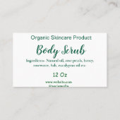 緑のオーガニック自然体スクラブバターに名前を追加 名刺 (裏面)