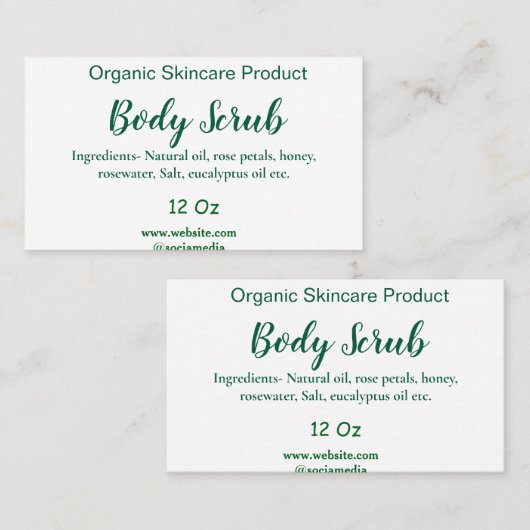 緑のオーガニック自然体スクラブバターに名前を追加 名刺 (正面/裏面)