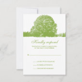 緑のオークの木の秋の結婚式の応答カード 出欠カード (正面)