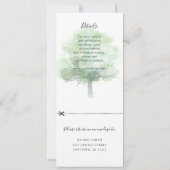 緑のオークの木の結婚式招待状、rsvpが接続されています 招待状 (裏面)