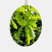 緑のオークの木の葉 セラミックオーナメント (右)