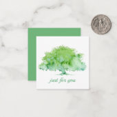 緑のオークの木 ノートカード (正面/裏面インサイチュ)