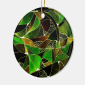 緑のオーナメントのステンドグラス セラミックオーナメント (左)