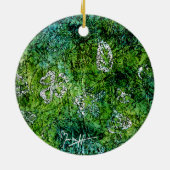 緑のオーナメントの冬の木そして月 セラミックオーナメント (裏面)