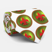 緑のオーナメントの赤い（紋章の）フラ・ダ・リ ネクタイ (ロール)