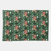 緑のオーナメントを持つ馬 キッチンタオル (横)