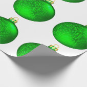 緑のオーナメントオンホワイトラッピング紙 ラッピングペーパー (角)