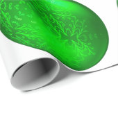 緑のオーナメントオンホワイトラッピング紙 ラッピングペーパー (ロールコーナー)