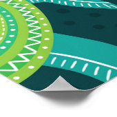 緑のオーナメントカメのシームレスなパターン。海 ポスター (角)