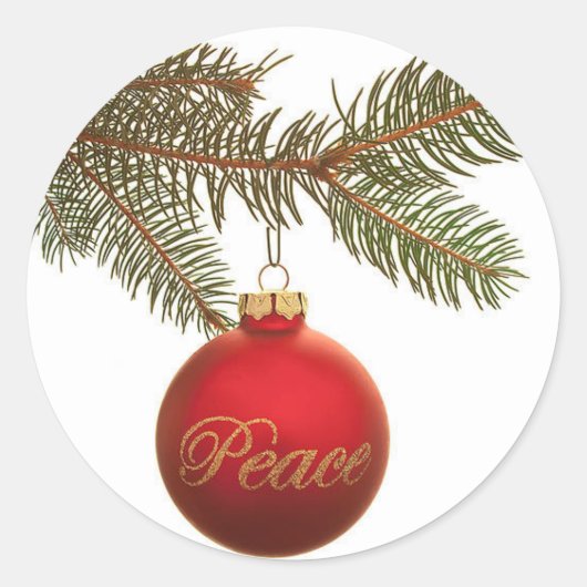 緑のオーナメントステッカー付き平和 ラウンドシール (正面)