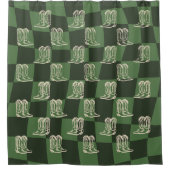 緑のカウボーイシャワーのカーテンカウボーイブーツ シャワーカーテン (正面)