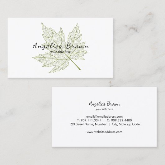 緑のカエデの葉の名刺 名刺 (正面/裏面)